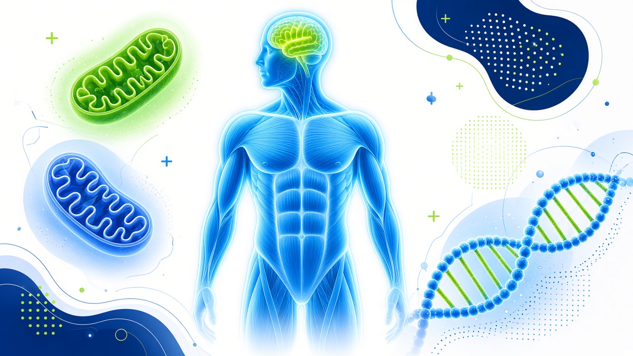 Laboratory research illustration with DNA strand in navy and lime